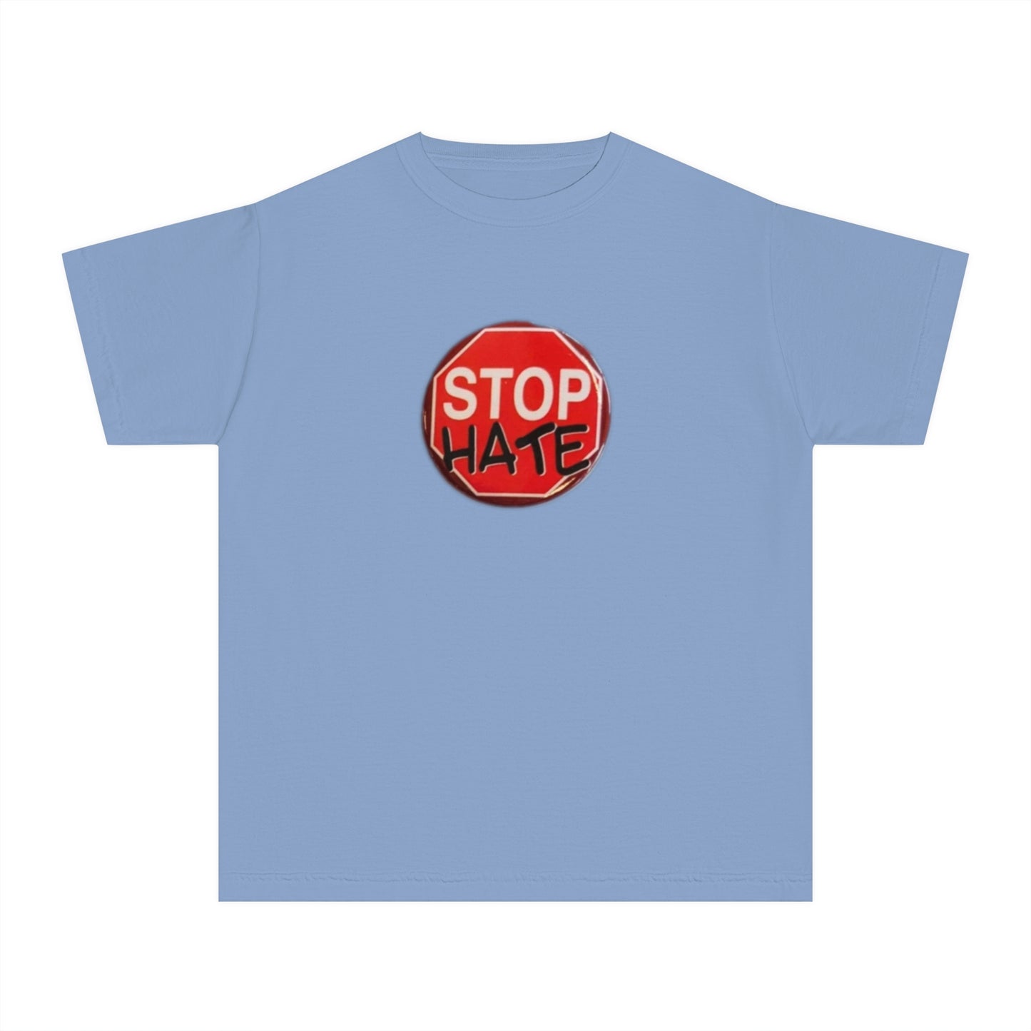 Youth Stop Hate Button Tee