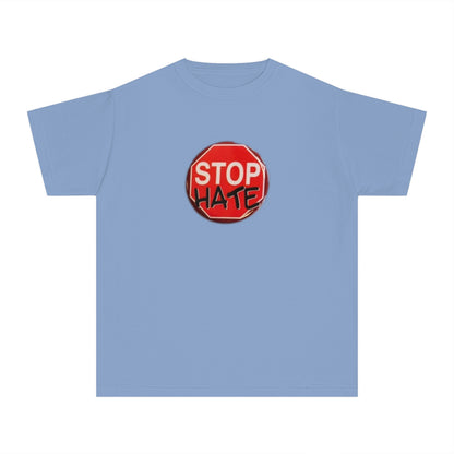 Youth Stop Hate Button Tee