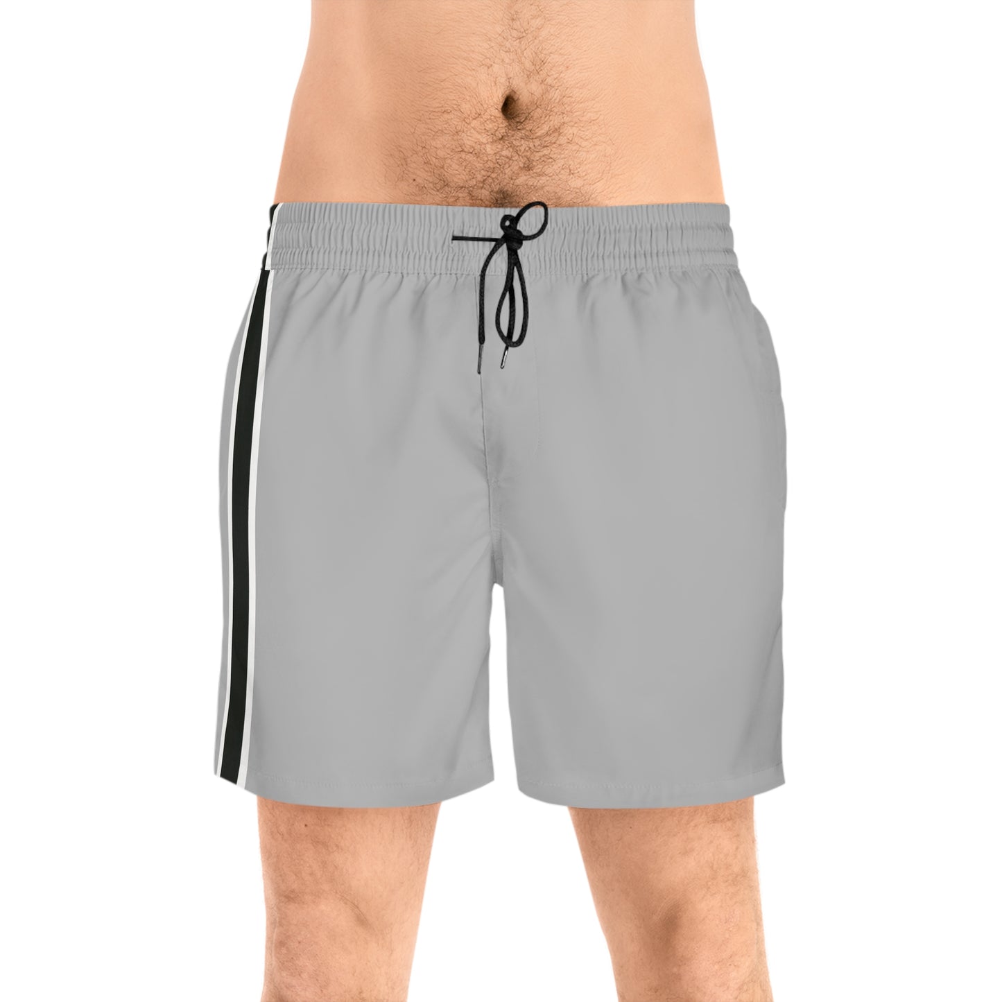 Grey BW Stripe Swim Trunks