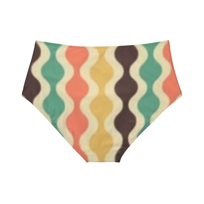 Yellow Spectrum Print High-Waist Hipster Bikini Bottom