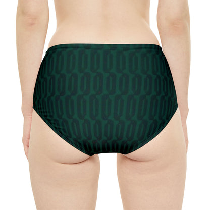 Green Black Link High-Waist Hipster Bikini Bottom