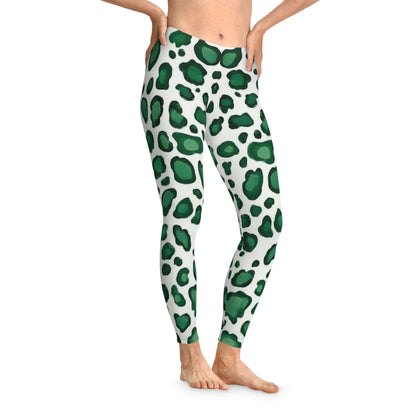 Green Leopard Print Leggings, Yoga Pants, Activewear, Fitness Leggings, Casual Wear, Trendy Workout Leggings