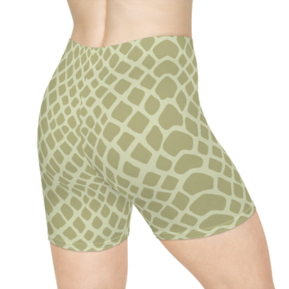 Light Green Animal Print Women's Biker Shorts