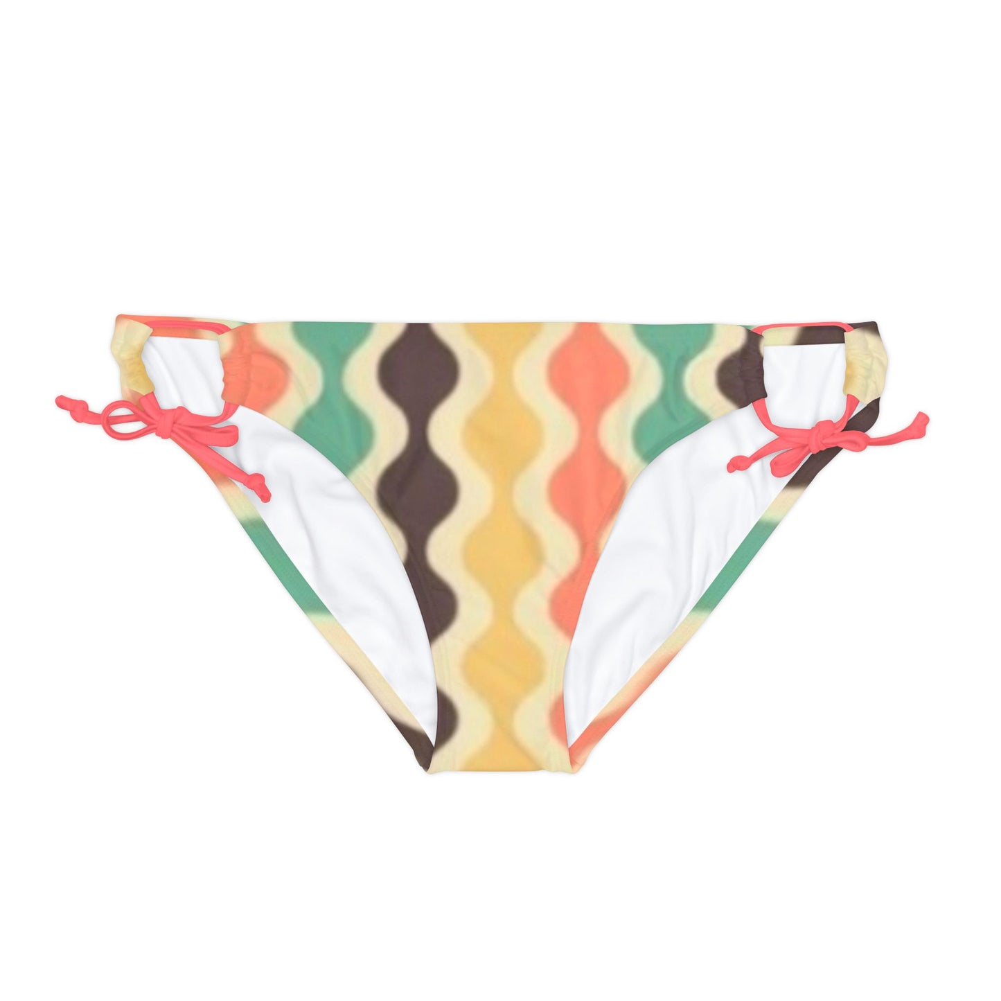 70's Yellow Spectrum Print Loop Tie Side Bikini Bottom