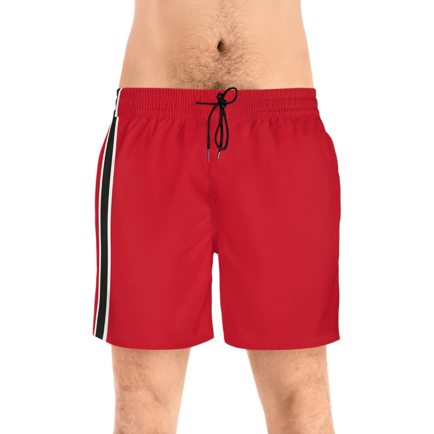 Red BW Stripe Swim Trunks