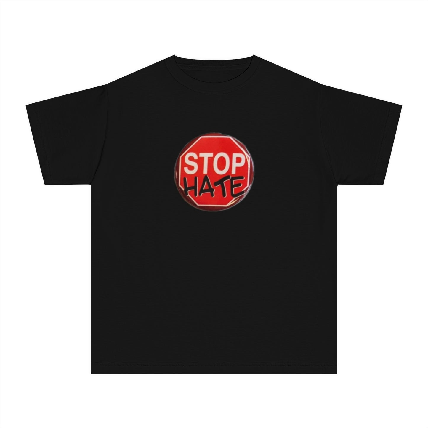 Youth Stop Hate Button Tee