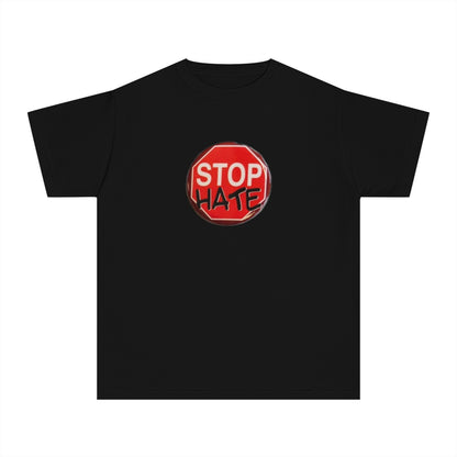 Youth Stop Hate Button Tee