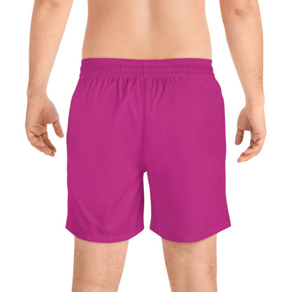 Hot Pink BW Stripe Swim Trunks