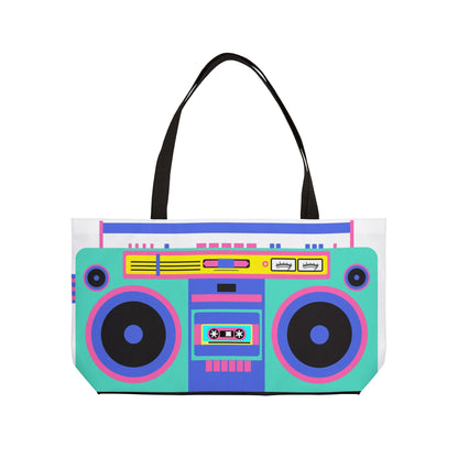 Retro Boom Box Weekender Tote Bag - Colorful Music Lover's Carryall for Travel & Beach
