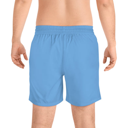 Light Blue BW Stripe Swim Trunks