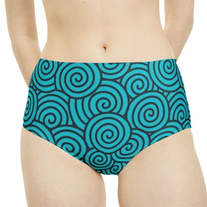 Turquoise Print High-Waist Hipster Bikini Bottom