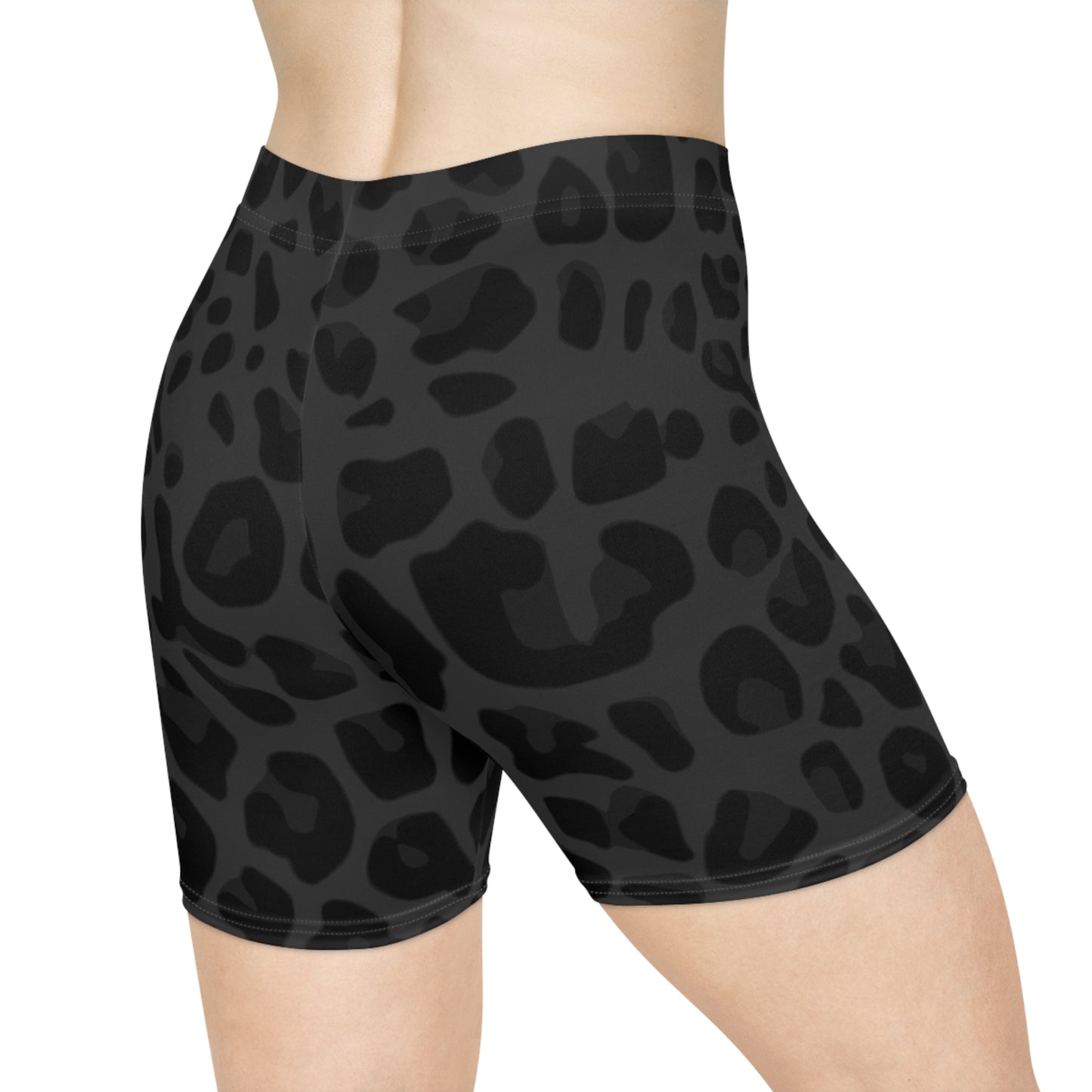 Black and Grey Animal Print Women's Biker Shorts