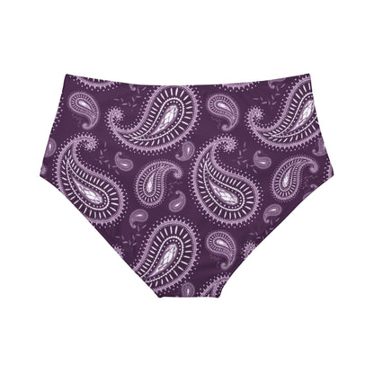 Purple Paisley High-Waist Hipster Bikini Bottom