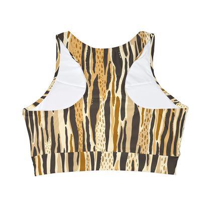 Animal Print High Neck Crop Bikini Top