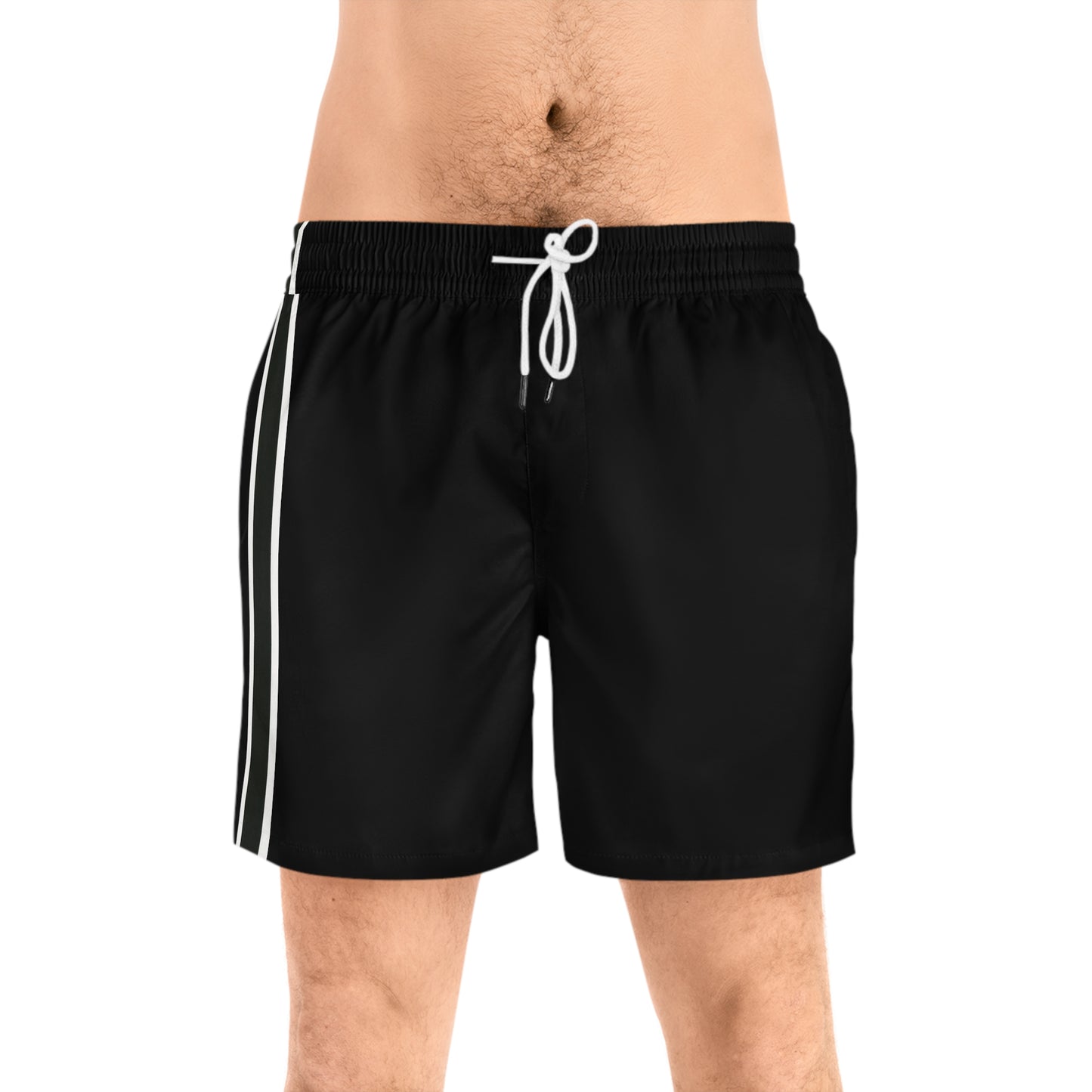 Black BW Stripe Swim Trunks