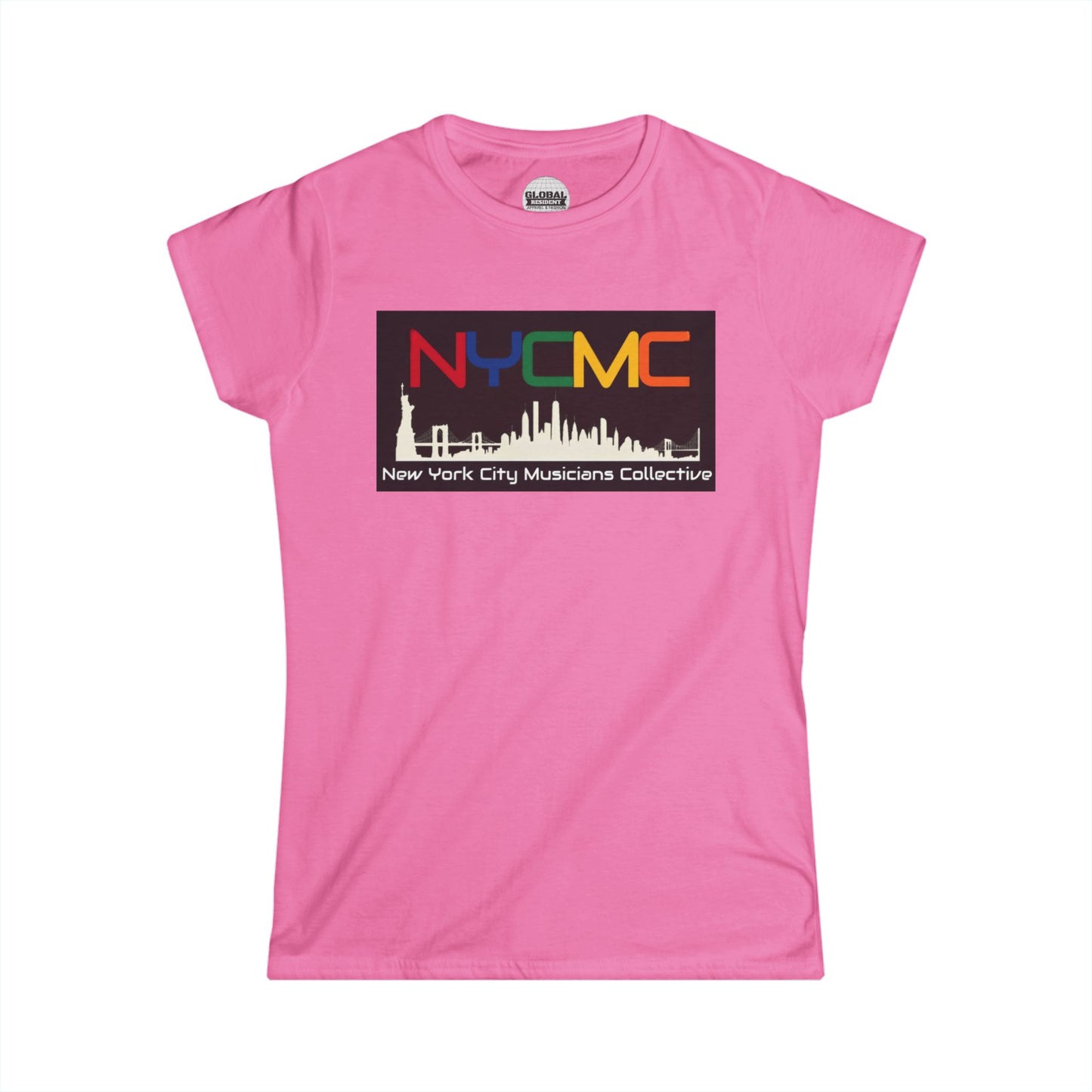 NYCMC Women Softstyle Tee - Pink NYC Musicians Collective Shirt