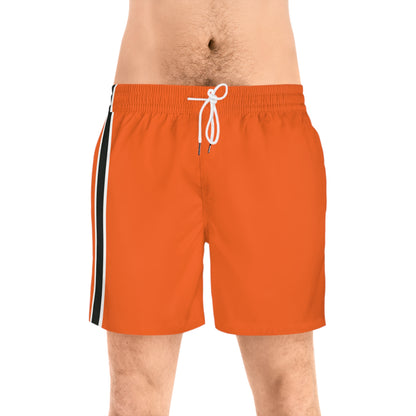 Orange BW Stripe Swim Trunks