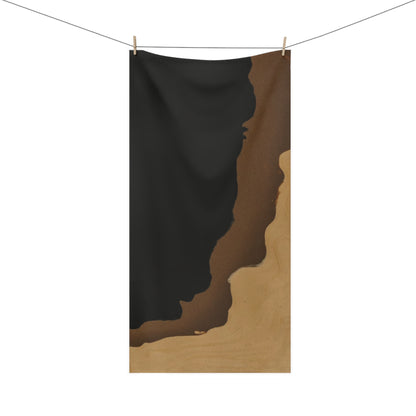 Khaki Brown Black Abstract Print Mink-Cotton Towel