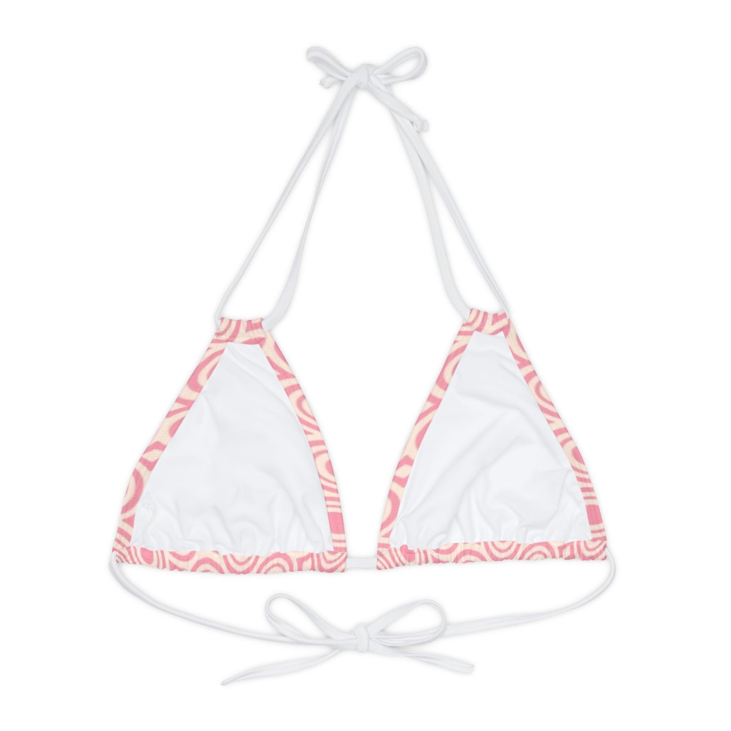 Pretty Pink Print Strappy Triangle Bikini Top