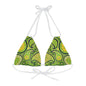 Green Yellow Black Paisley Print Strappy Triangle Bikini Top