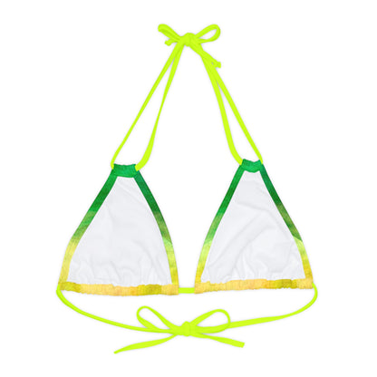 Yellow to Green Fade Strappy Triangle Bikini Top