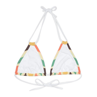 70's Yellow Spectrum Print Strappy Triangle Bikini Top