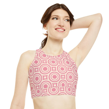 Pretty Pink Print High Neck Crop Pretty Pink Bikini Top