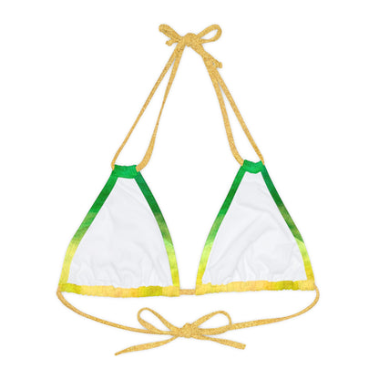 Yellow to Green Fade Strappy Triangle Bikini Top