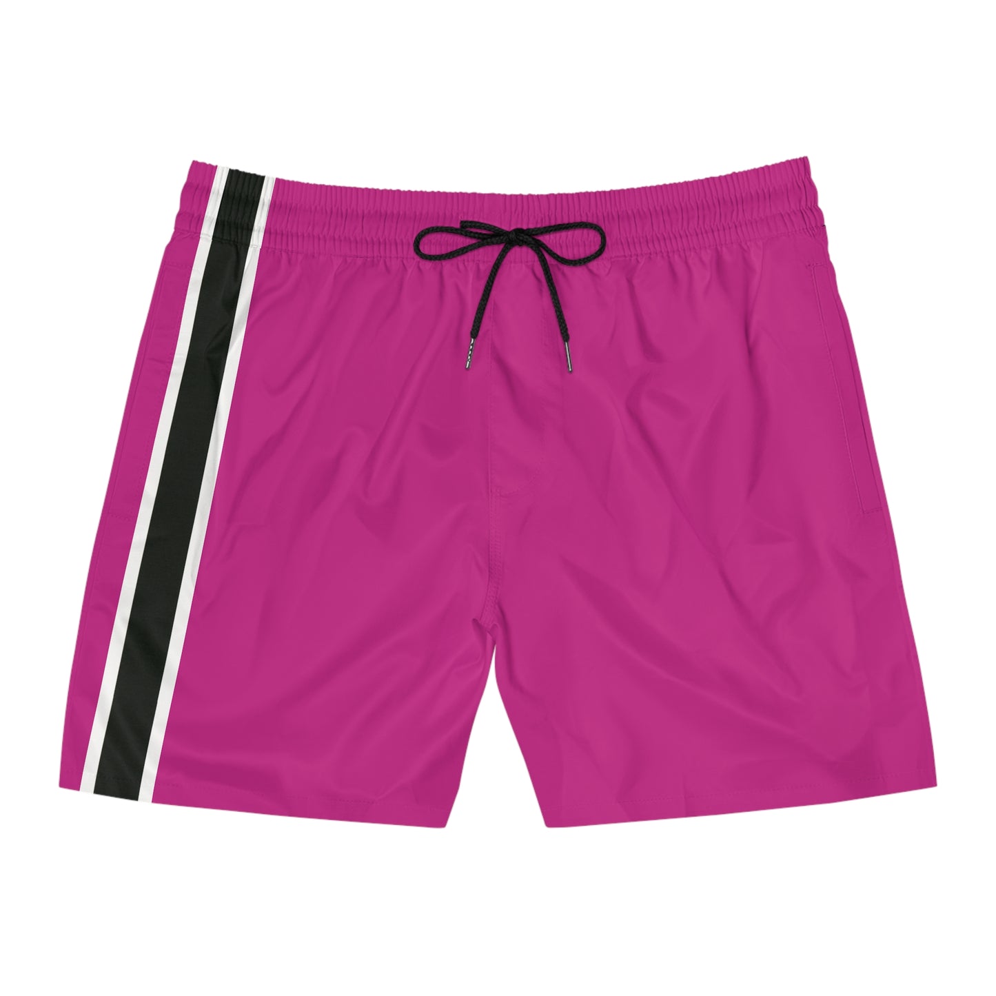 Hot Pink BW Stripe Swim Trunks