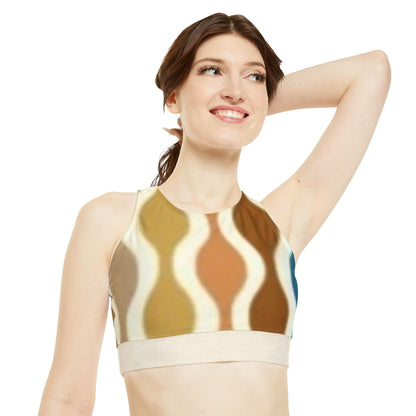 Rust Spectrum Print High Neck Crop Bikini Top