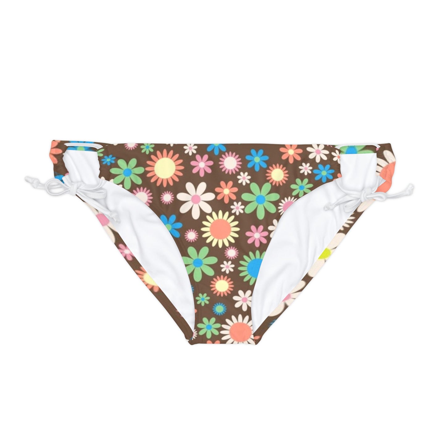 Flower Power Print Loop Tie Side Bikini Bottom