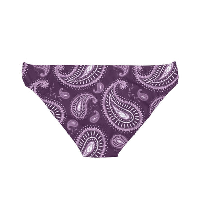 Purple Paisley Print Loop Tie Side Bikini Bottom