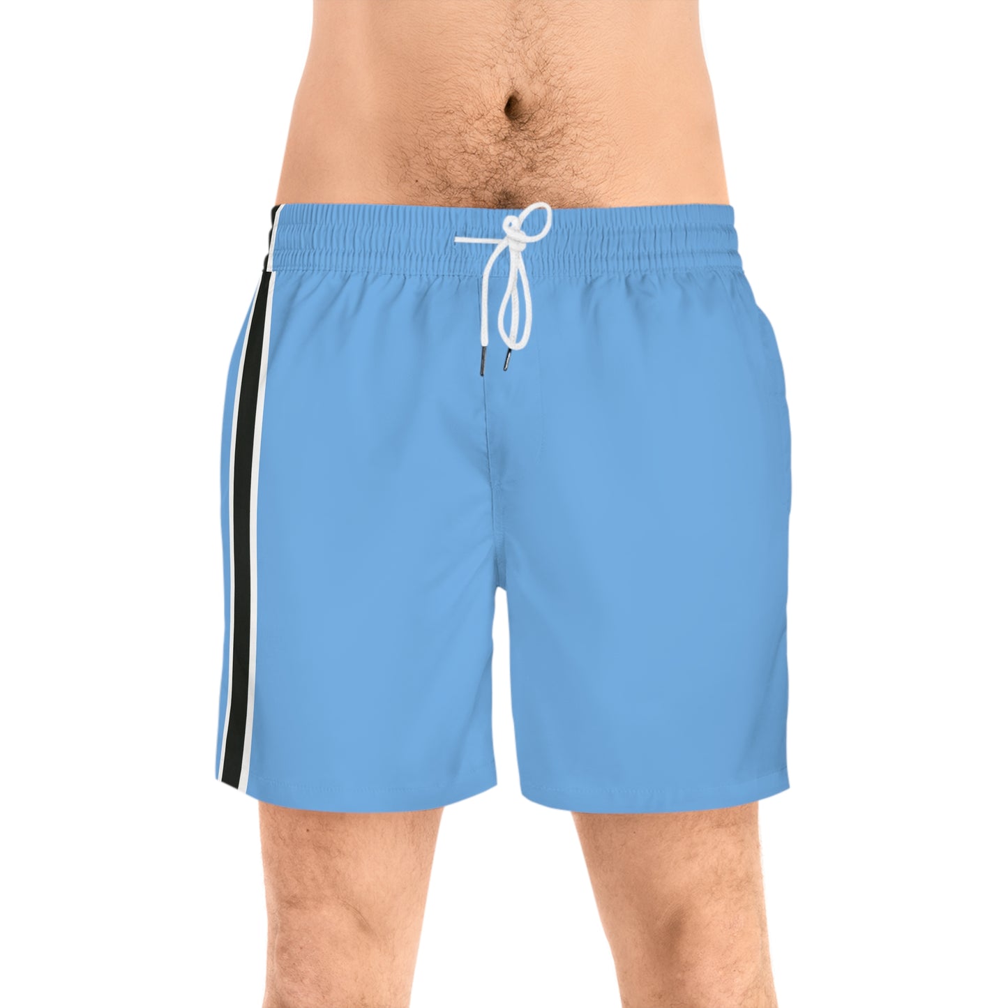 Light Blue BW Stripe Swim Trunks