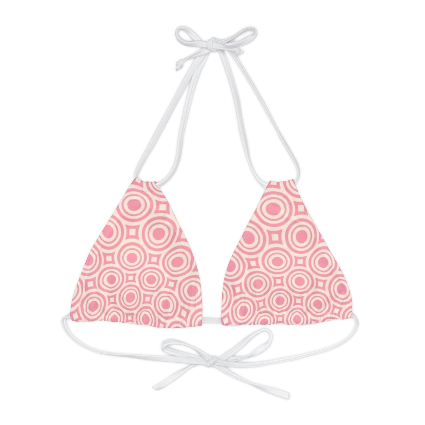 Pretty Pink Print Strappy Triangle Bikini Top