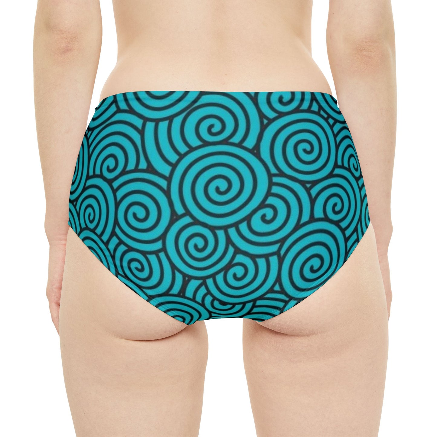 Turquoise Print High-Waist Hipster Bikini Bottom