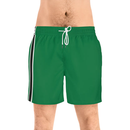 Green BW Stripe Swim Trunks