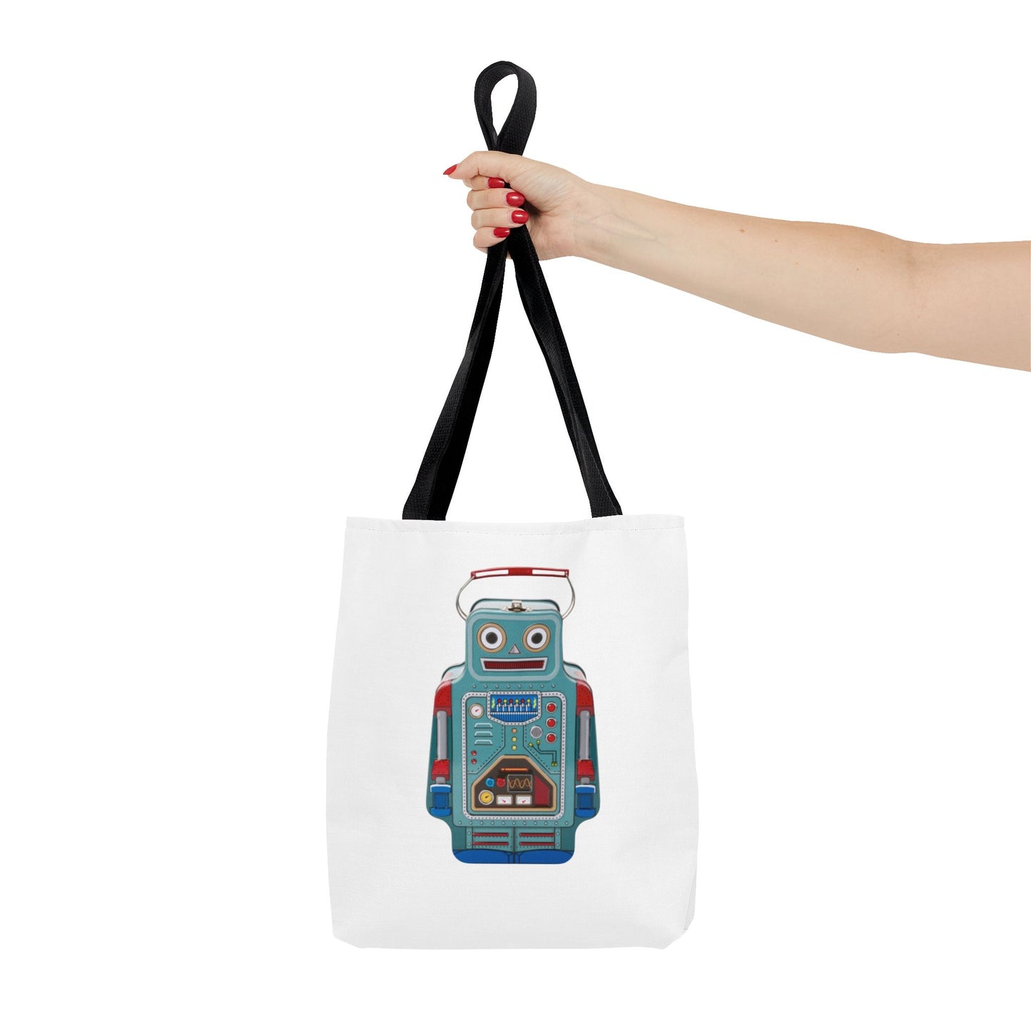 Retro Robot Tote Bag, Fun Eco-Friendly Shopping Bag, Gift for Tech Lovers, Cute Reusable Bag, Quirky Robot Design