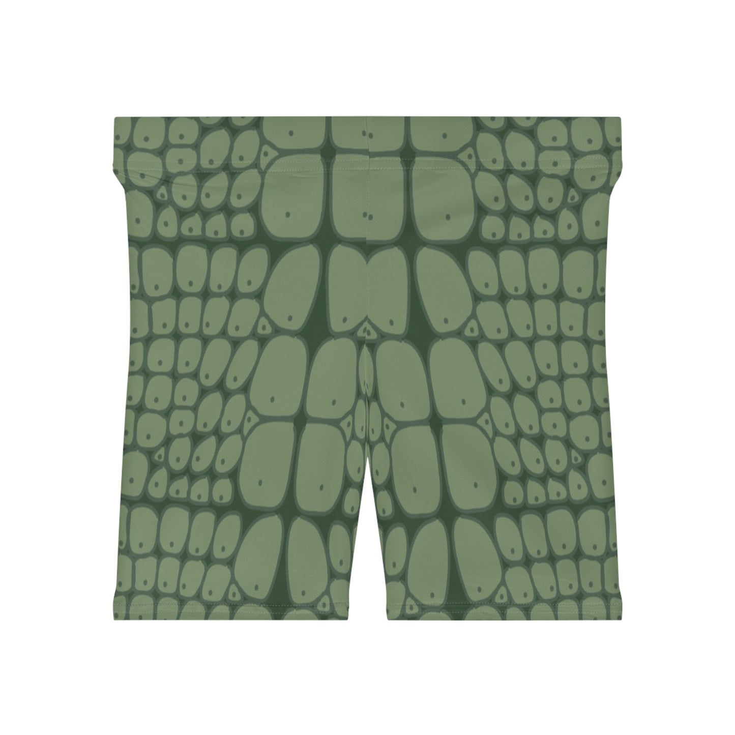 Green Animal Print Women's Biker Shorts