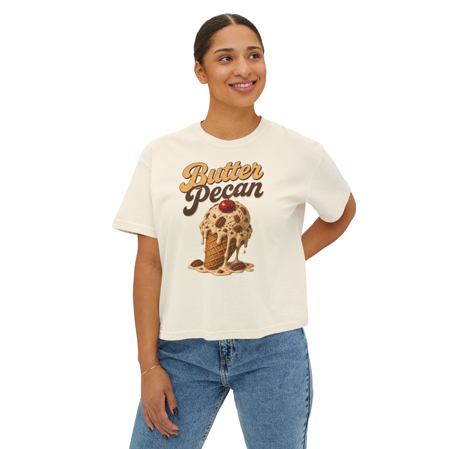 Butter Pecan Ice Cream Tee — Women's Boxy Tee