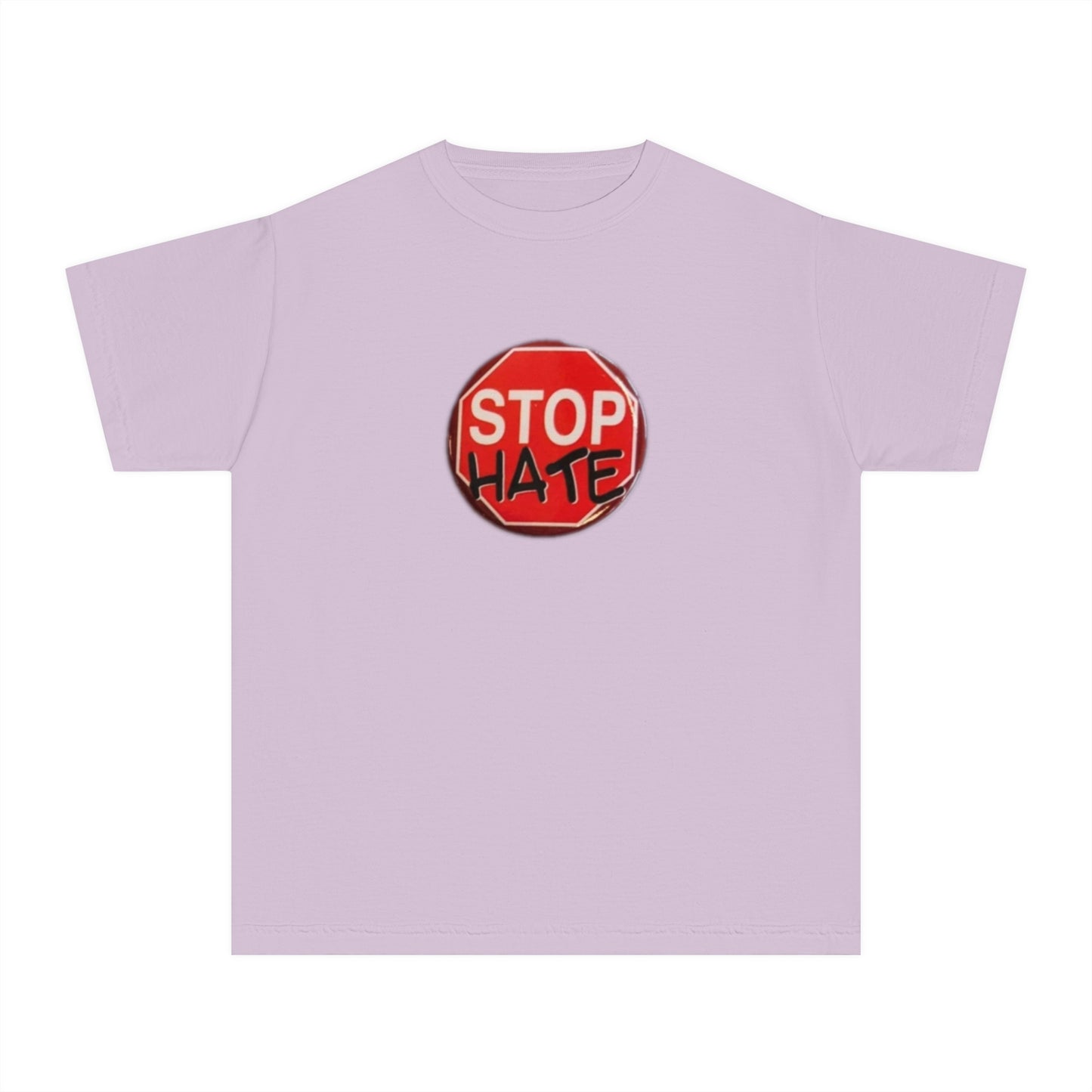 Youth Stop Hate Button Tee