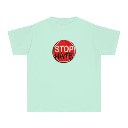 Youth Stop Hate Button Tee