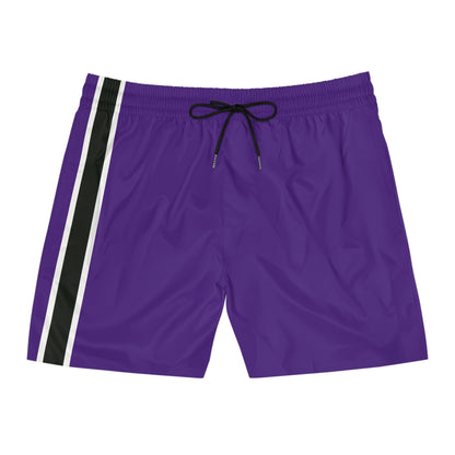 Purple BW Stripe Swim Trunks