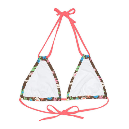 Flower Power Print Strappy Triangle Bikini Top