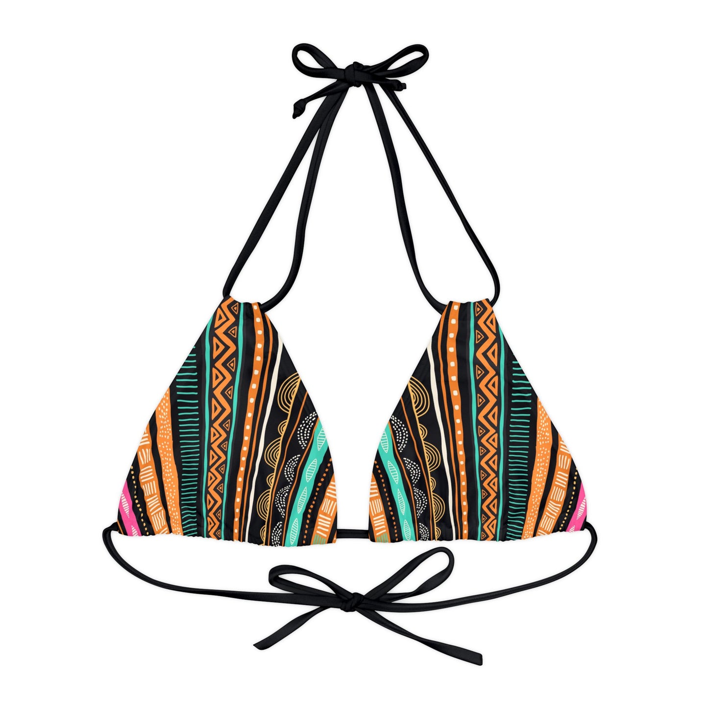 African Print Strappy Triangle Bikini Top