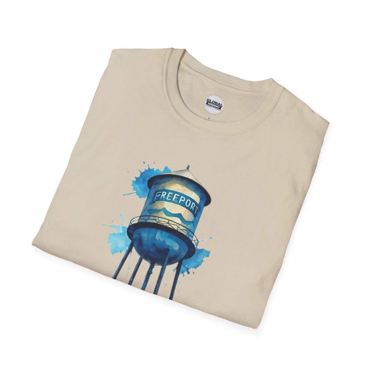 Freeport Water Tower Unisex Softstyle T-Shirt - Artsy Graphic Tee for Watercolor Lovers