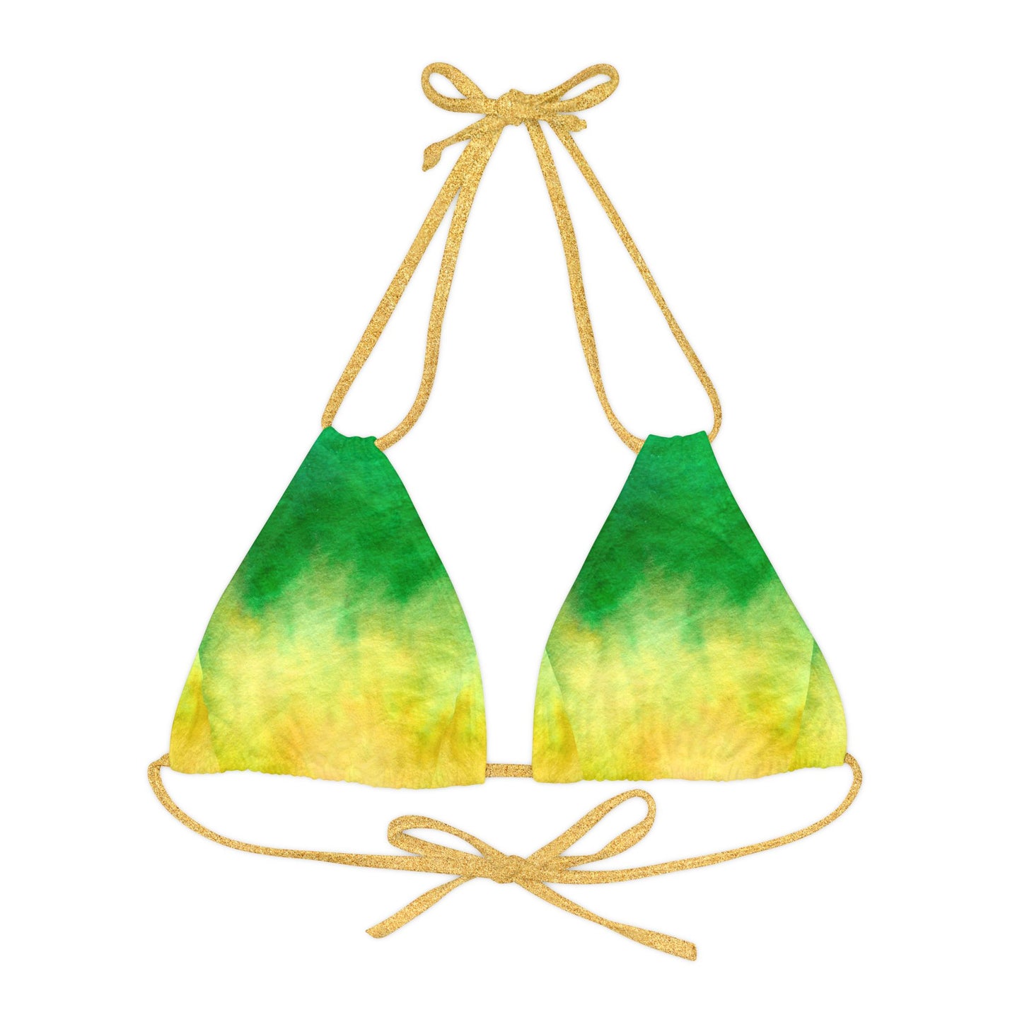 Yellow to Green Fade Strappy Triangle Bikini Top