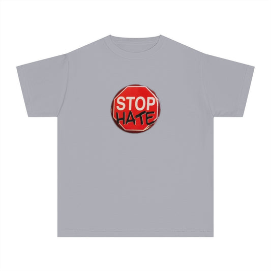 Youth Stop Hate Button Tee