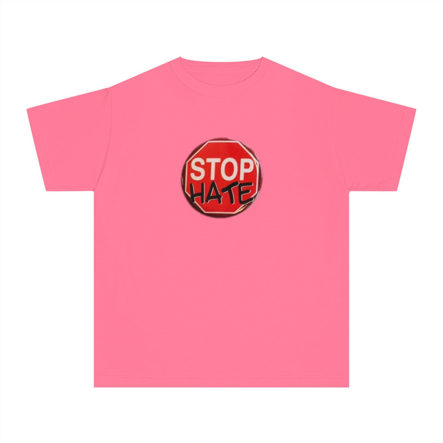 Youth Stop Hate Button Tee