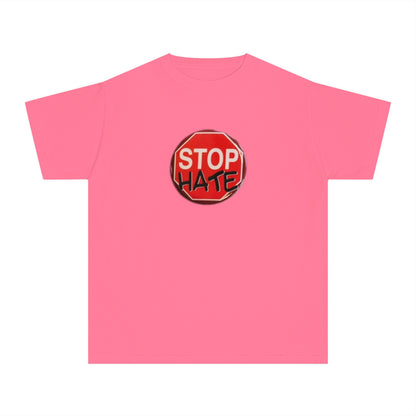 Youth Stop Hate Button Tee