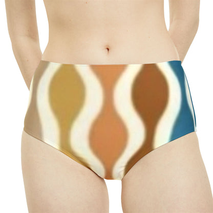 Rust Spectrum Print High-Waist Hipster Bikini Bottom